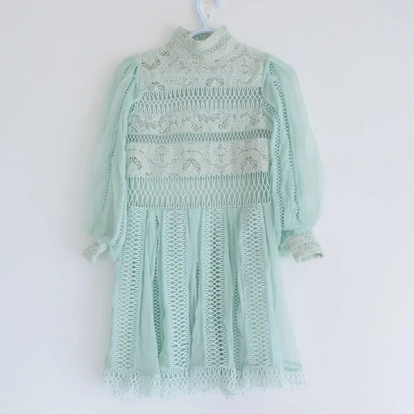Zimmerman Rhythm Spiral Empire Dress Mint  Green Lace & Chiffon Dress Size 0 - Picture 1 of 16